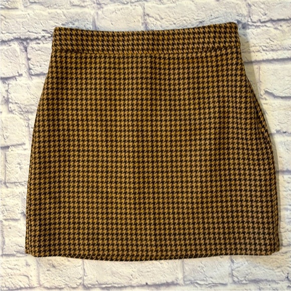 Banana Republic Wool Blend Brown Houndstooth Print Skirt - Size 6 Tall NWT - Picture 1 of 16